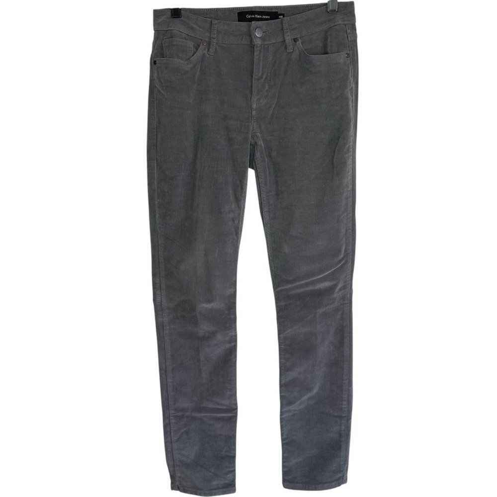 Calvin Klein Jeans Casual Solid Gray Ultimate Skinny Velvet Corduroy Jeans